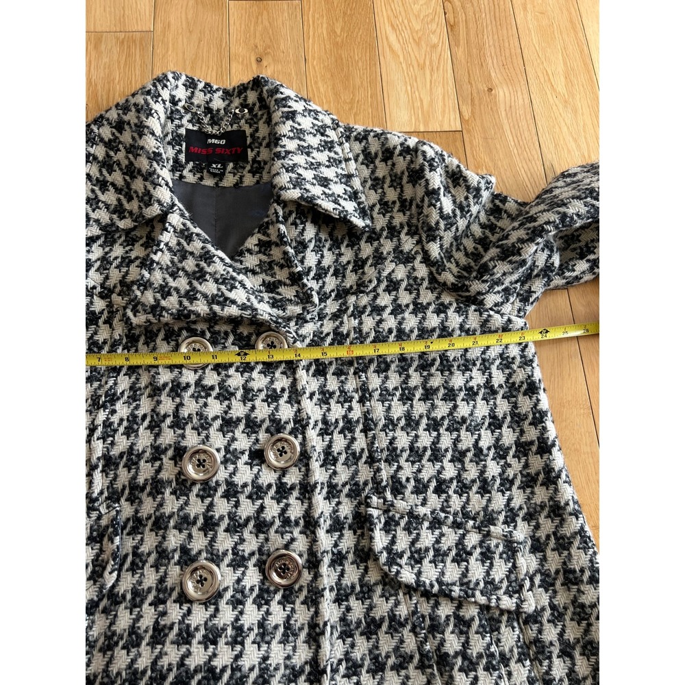 Miss Sixty M60 Vintage Y2K Houndstooth Wool Blend Double Breasted Coat Size XL - Picture 6 of 8